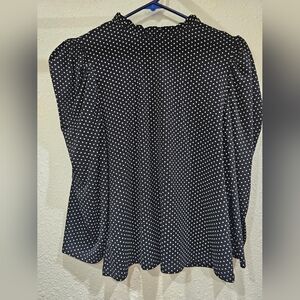 Cece - black and white polka dot dress top - size large